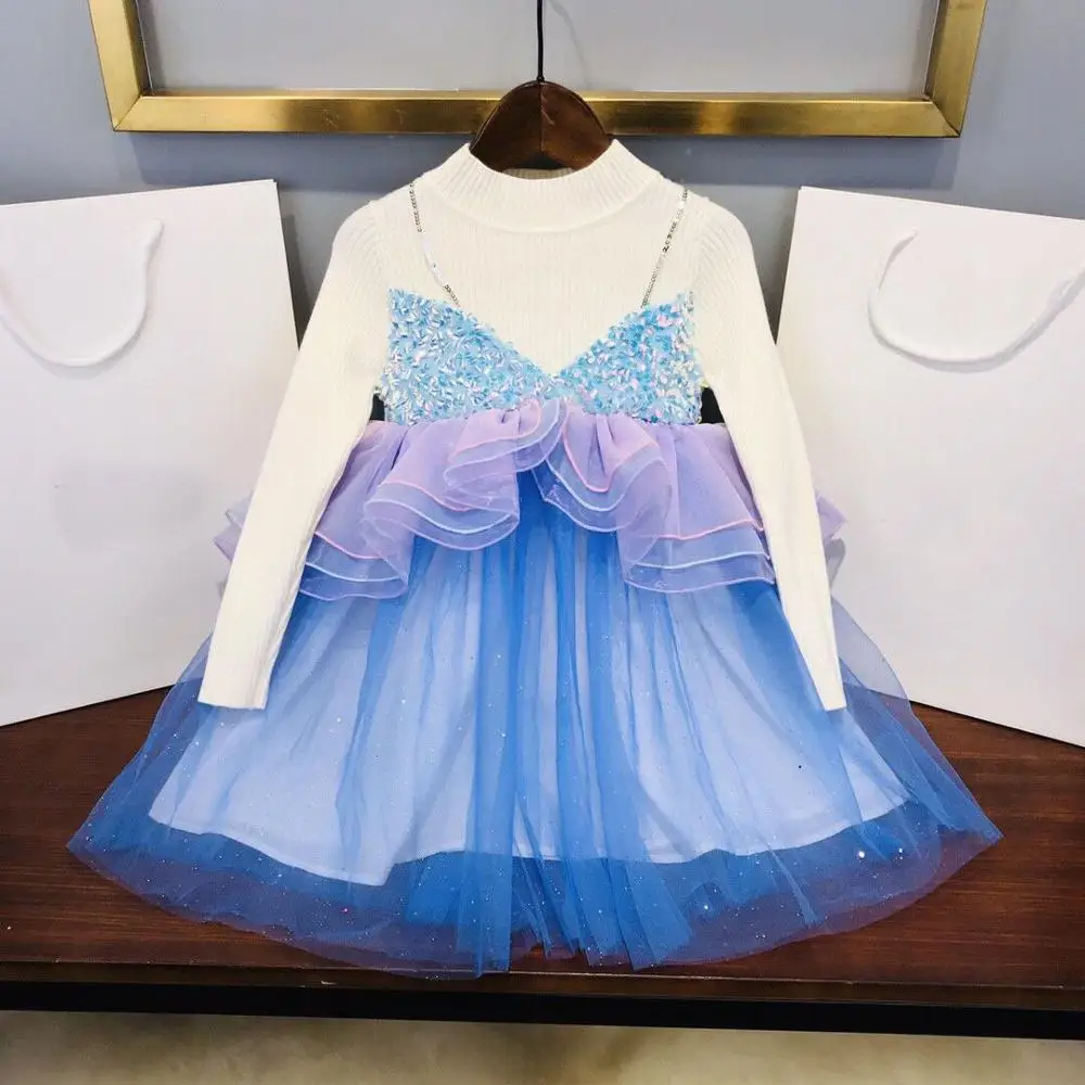 6150 Лидирующий бренд для детей сезон осень и зима платье юбка с кружевом Подкладка