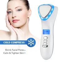 hot cold led face skin care device massager hammer ultrasonic cryotherapy facial vibration red blue light ion beauty instrument