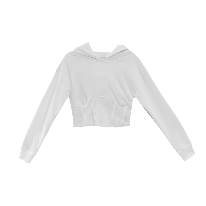 

Europe American Shot Sports Hoodie Women's Splicing Waist Pullover Top Autumn Winter Long Sleeve Sweatshirt Fashion D3A1