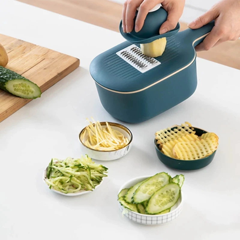 

PP Stainless Steel Vegetable Cutter Slicer Peeler Storage Basket Grater Kitchen Tool for Potato Carrot Cheese