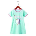 Ночная рубашка для маленьких девочек 4, 6, 8, 10, 12, 14 лет, ночная рубашка для детей, домашняя одежда с единорогом, летняя одежда для сна для девочек, футболка, длинная Пижама, платье