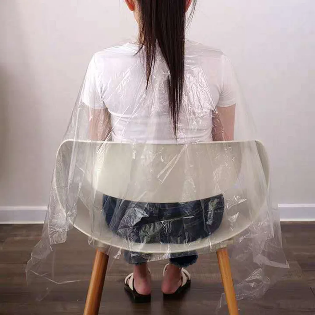 

Waterproof Disposable Hair Barber Cape transparent hair cloths Salon Hair Wrap Hairdressing Gown Washing Pads Cape 150pcs #0710