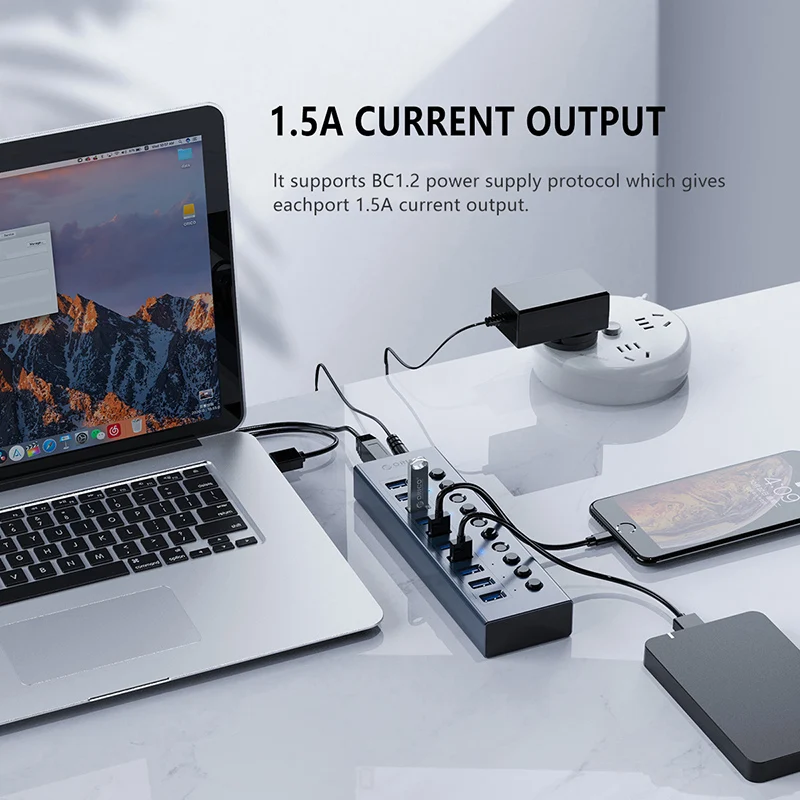 USB-Концентратор ORICO на 7/13 портов с функцией быстрой зарядки | Компьютеры и офис