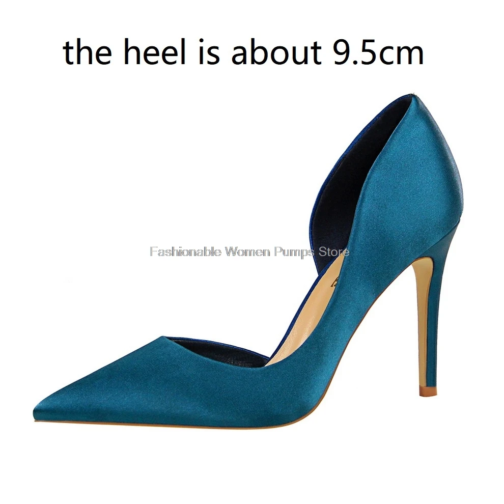 

Bigtree Women's Pumps Sexy Silk Shallow Pointed Toe Side Hollow Nightclub Slim High Heels 9.5cm Silettos Ladies Party Shoes