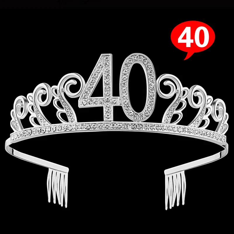 Happy Birthday Crown резинки для волос для Для женщин Для мужчин номер 18/20 Вт, 30 Вт, 40 диадемы украшения для волос аксессуары для дня рождения - Окраска металла: 40 Years old