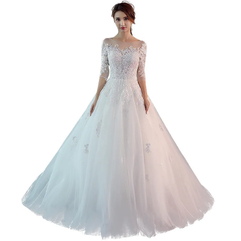 2020 настоящая женская новинка Sen Is The Bridal короткая Хепберн с длинным рукавом на