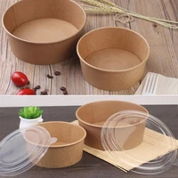20 pcs disposable kraft paper bowls fruit salad bowl food packaging containers party favor fruit salad bowl with cover