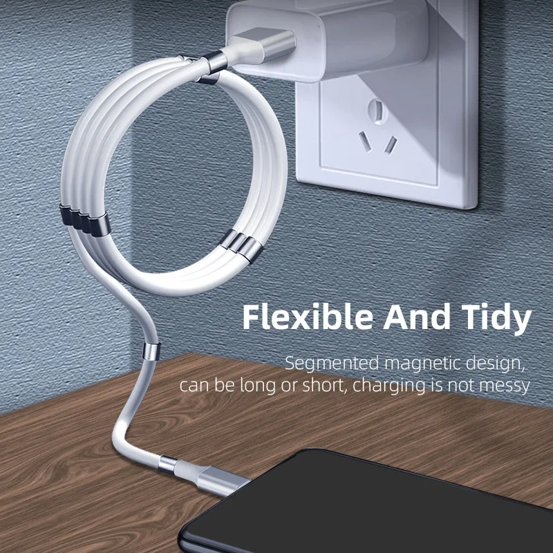 Магнитный кабель USB Type-C 5 А Сверхбыстрая зарядка синхронизация данных для iPhone 12 11 X