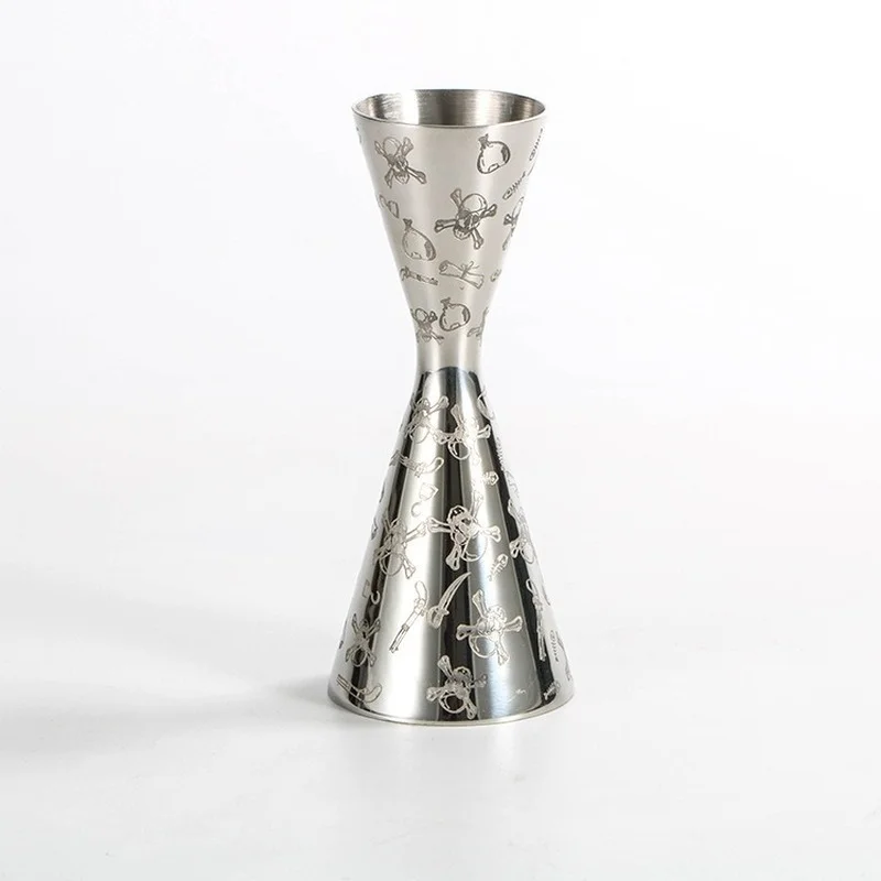 

Stainless Steel Creative Skull Pattern Straight Side Ounce Cup Bar Special Measuring Tool Cocktail Wine Glass with Precise Scale