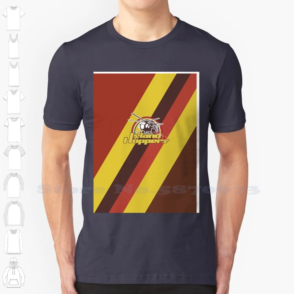 

Stripes Black White Tshirt For Men Women Island Hoppers Helicopter Chopper Tropical Beach Private Eye Tv Detective Mangnumpi Tc