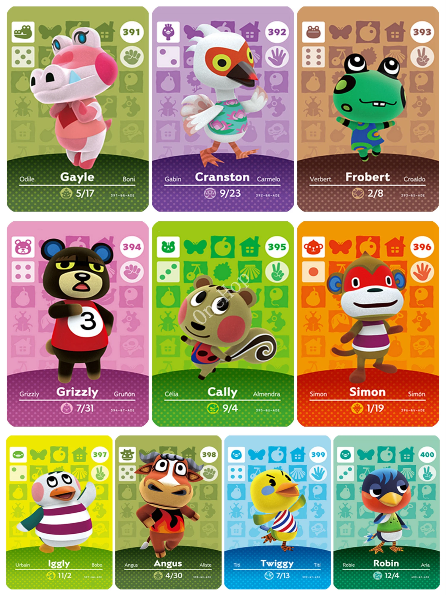 

Animal Croxxing NO.391~400 Animal NFC Card Ntag215 Series 4 Hot Villager Game For NS Switch 3DS NFC Card Of New Horizons
