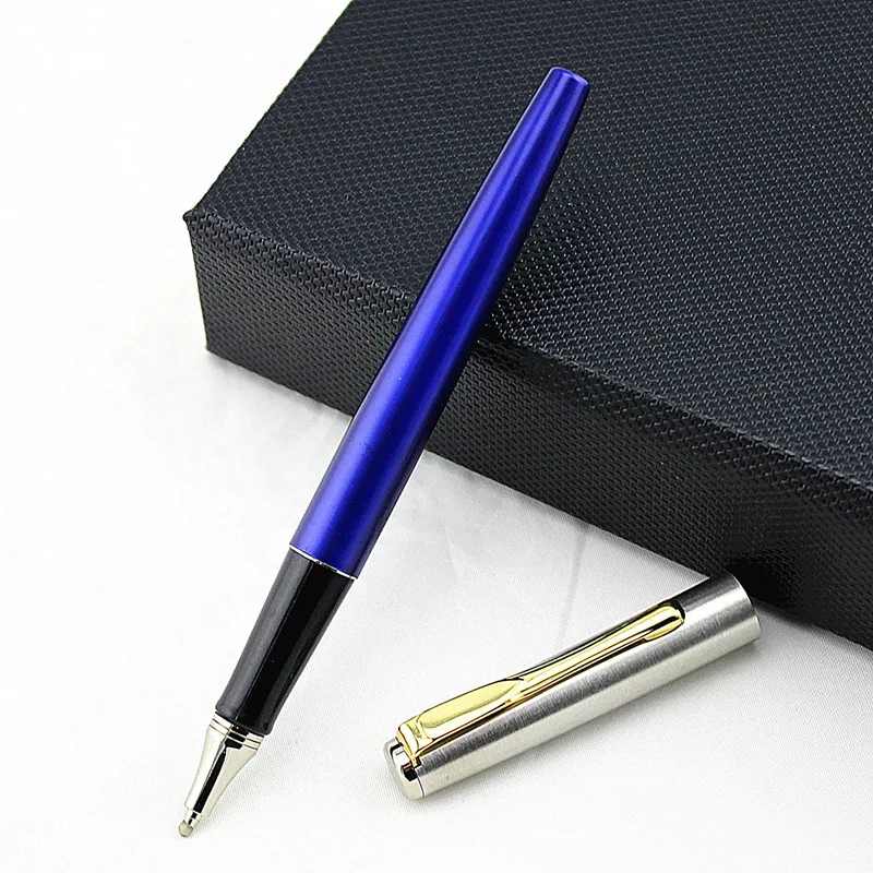 

Luxury Frosted blue and Gold Metal Roller Ball Pen with 0.5mm Black Ink Refill Ballpoint Pens for Christmas Gift