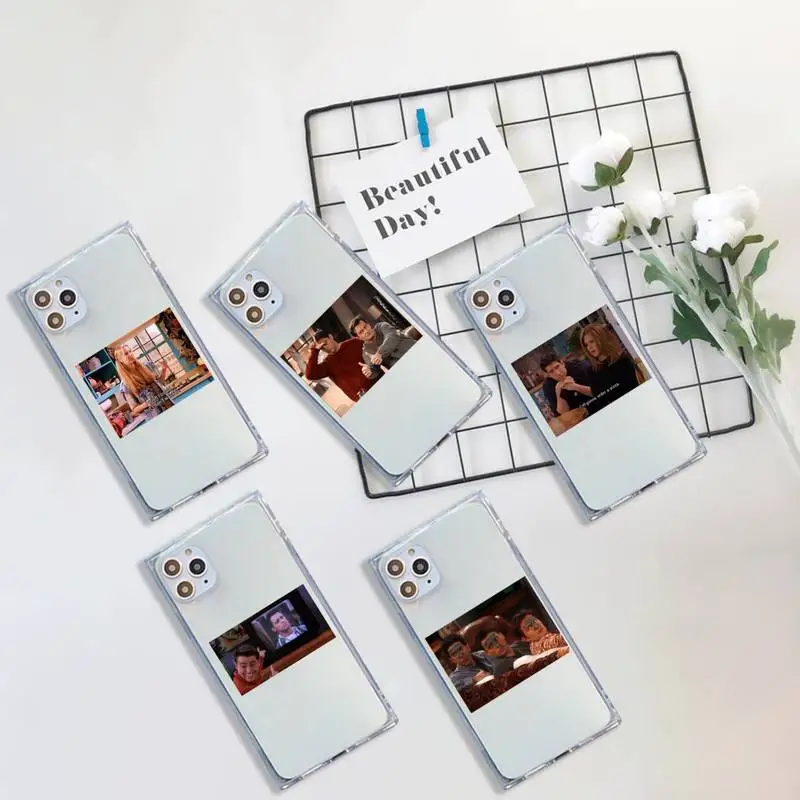 

friends tv show funny family Phone Case For iPhone 7 8 11 12 X XS XR MINI Pro Max Plus Clear Square Transparent