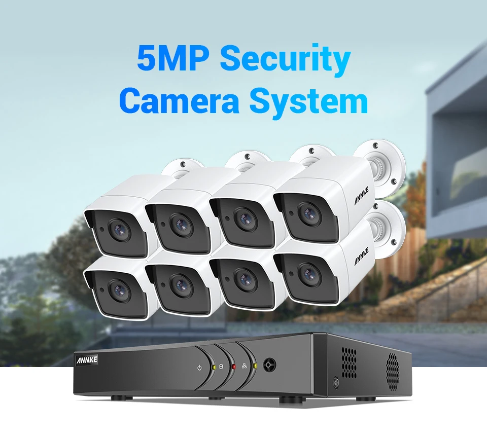 ANNKE 8CH 5MP со сверхвысоким разрешением Ultra HD видео безопасности Системы 5IN1 H.265+ DVR с 8X5 Мп TVI для любых погодных условий CCTV Камеры Скрытого видеонаблюдения комплект с HDD