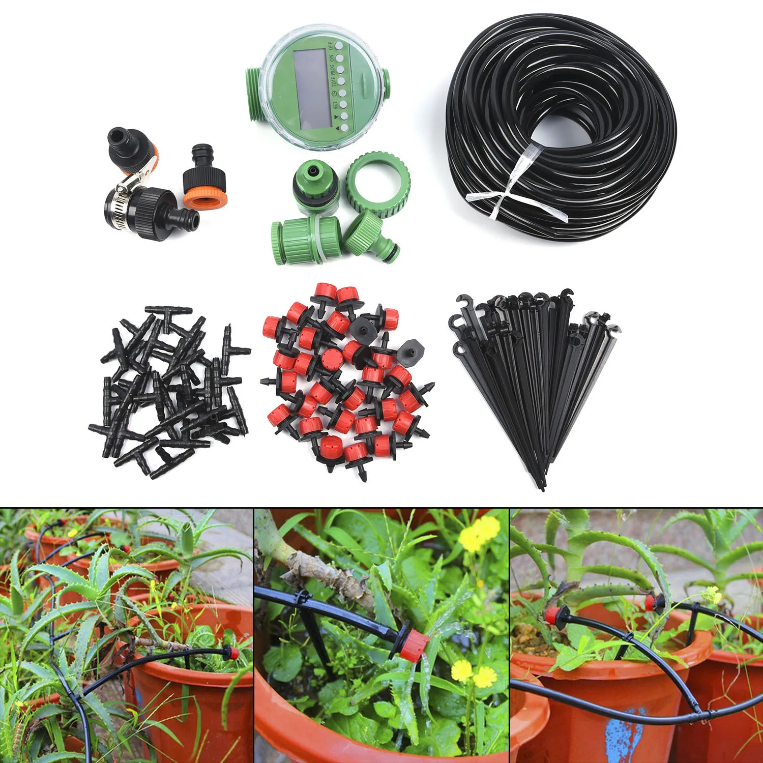 2 комплекта 25 м DIY микро система капельного орошения автоматический ручной таймер
