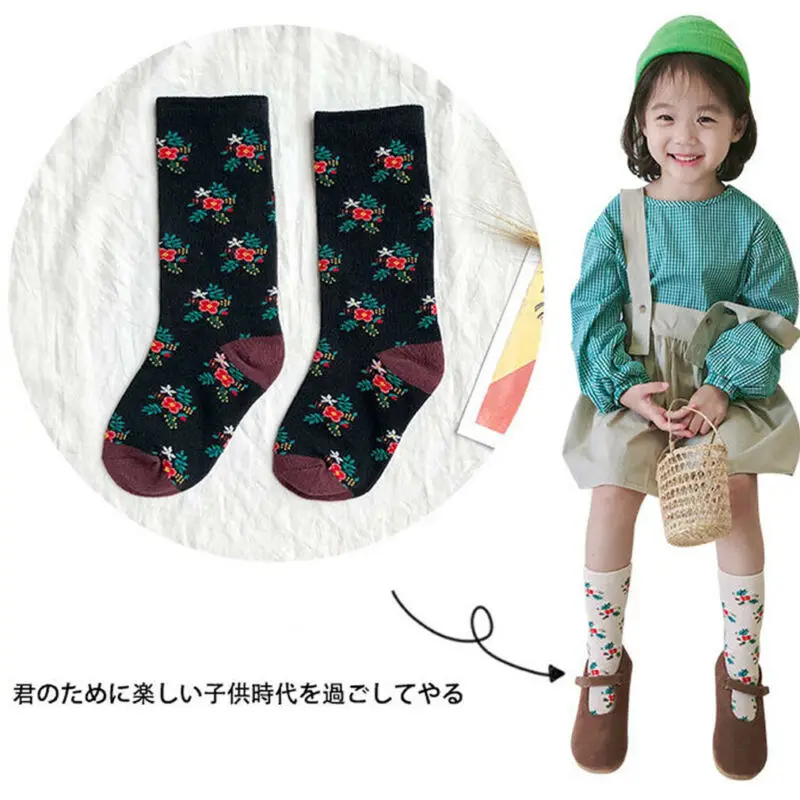 2020 детские носки с цветочным принтом для девочек милые дышащие мягкие хлопковые