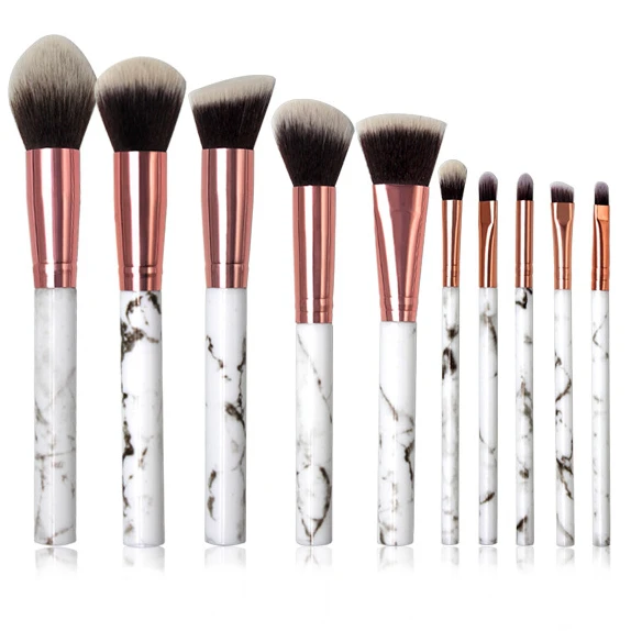 

10 Piece Marble Pattern foundation brush set, New Marble Pattern Makeup Brushes Kit, 5 Large Brushes and Small Brushes