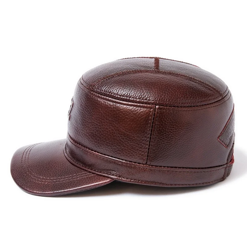 2020 новая зимняя шапка для папы 100% натуральная кожа бейсболки мужчин плоская