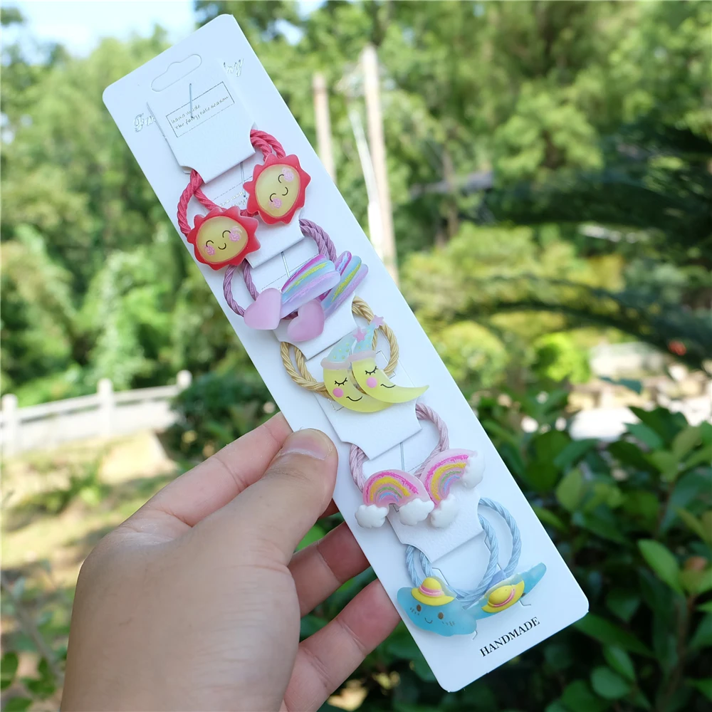 10 шт./компл. милые Мультяшные эластичные резинки для волос девочек с животными