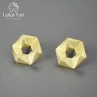 Lotus Fun реальные 925 пробы серебро ручной работы Fine Jewelry минимализм Стиль стереоскопического шестиугольник серьги для Для женщин Brincos
