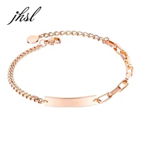 jhsl fashion jewelry rose gold color stainless steel girlfriend gift female women id bracelets with charm new of 2020