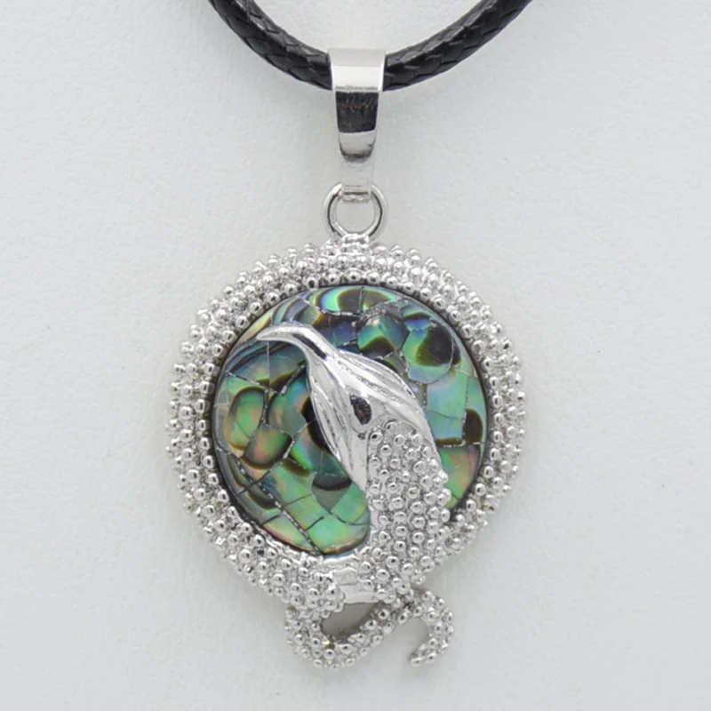 Милые подвески и ожерелья в виде змеи круглые натуральных серых ракушек животные