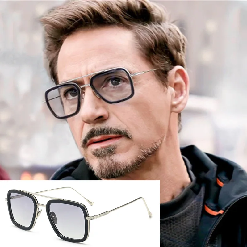 

Classic Fashion Iron Man 3 Tony Stark Square Sunglasses For Men Women Brand Design Male Metal UV400 Sun Glasses Shades Eyewear