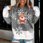 Рождественские женские свитера, зимний Повседневный пуловер с круглым вырезом, Осенний женский джемпер с длинным рукавом и рождественским принтом оленя, Свободный свитшот, Топ