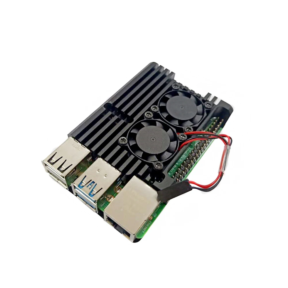 Корпус из алюминиевого сплава для Raspberry Pi 4B 2 вентилятора охлаждения радиатор 4 Model