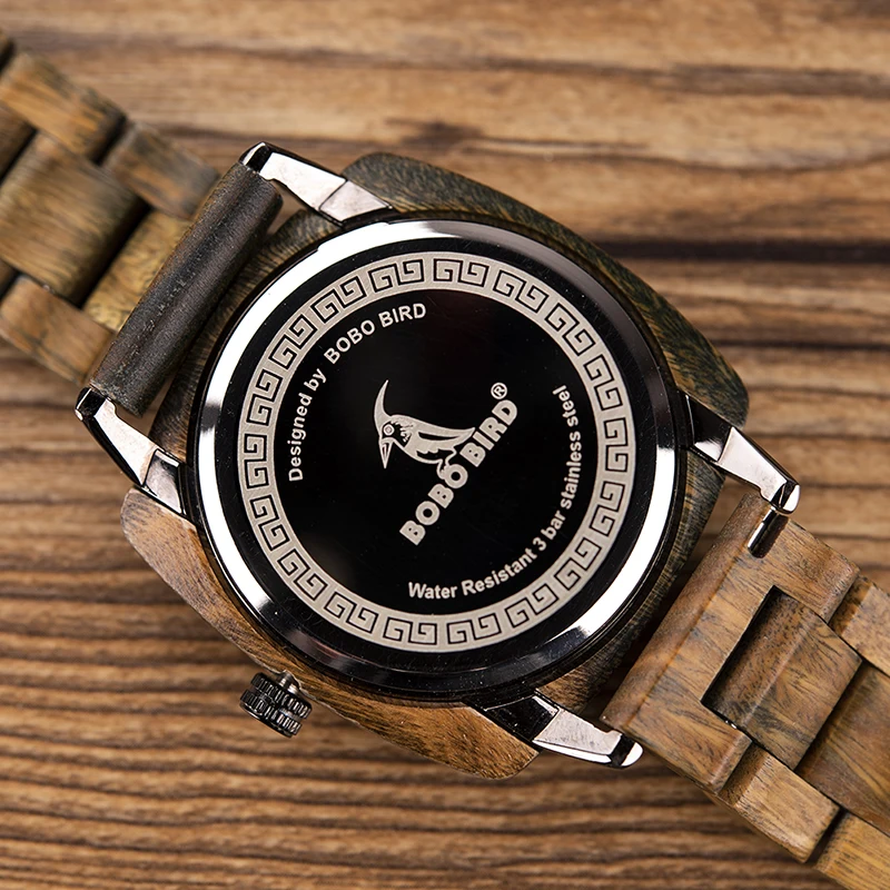 BOBO BIRD relogio masculino, роскошные классические деревянные часы с квадратным циферблатом, мужские наручные часы с датой и неделей, часы с индивидуальным логотипом JS06