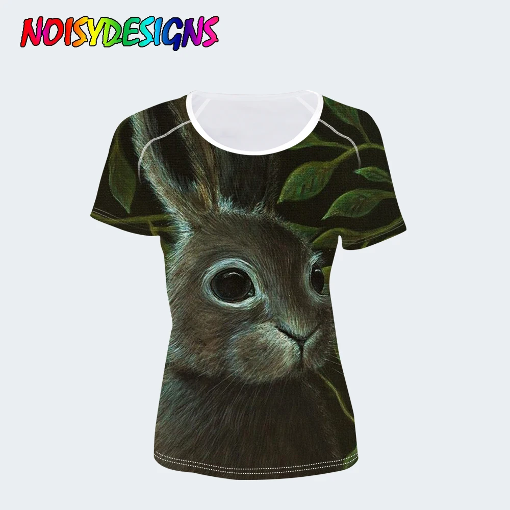 NOISYDESIGNS милые топы с кроликом модная футболка для женщин летняя коротким рукавом