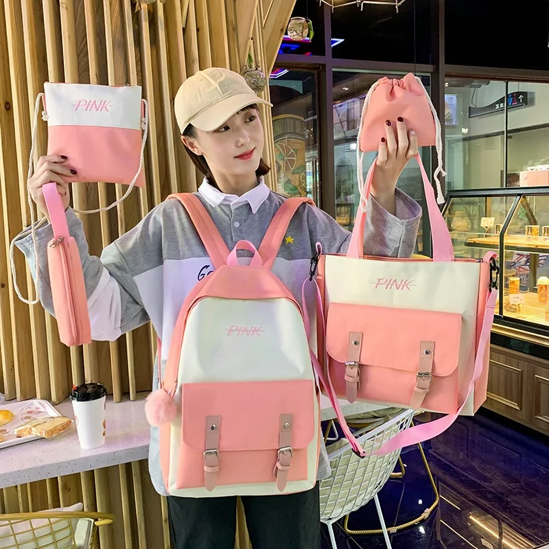 

5set School Bags for Teenage Girls Kids Children Student Backpack Travel Teen Shoulder Bag Child Schoolbag New Women backpack #1