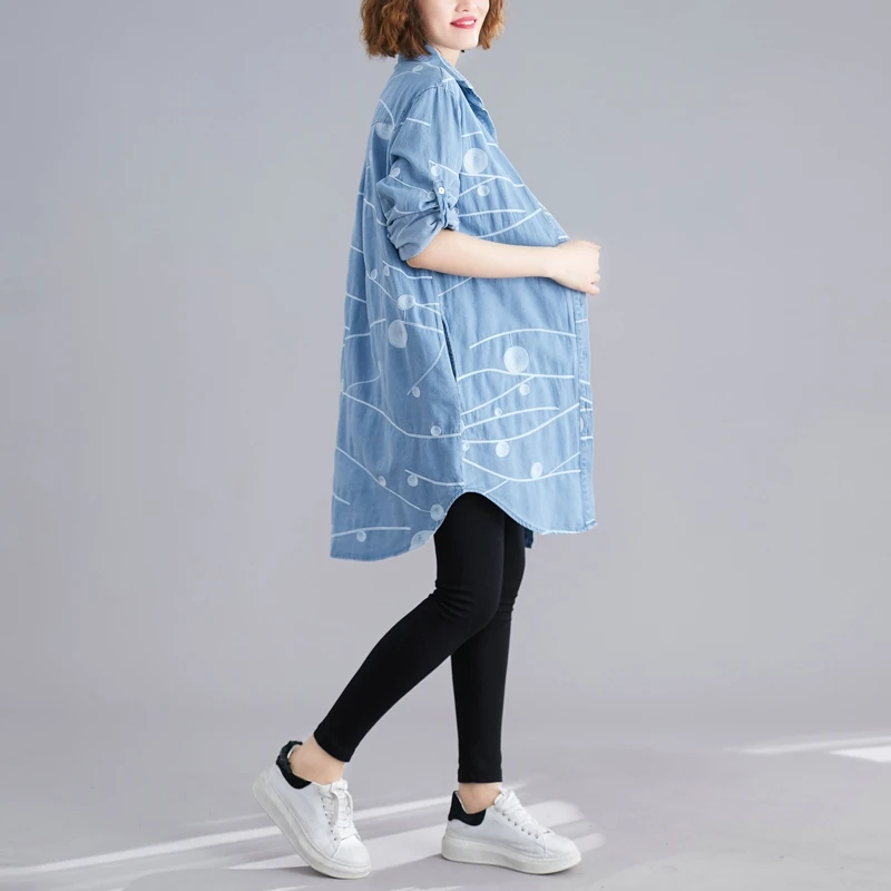 

COIGARSAM Shirt Womens tops Women shirts Dark Light Blue 9337