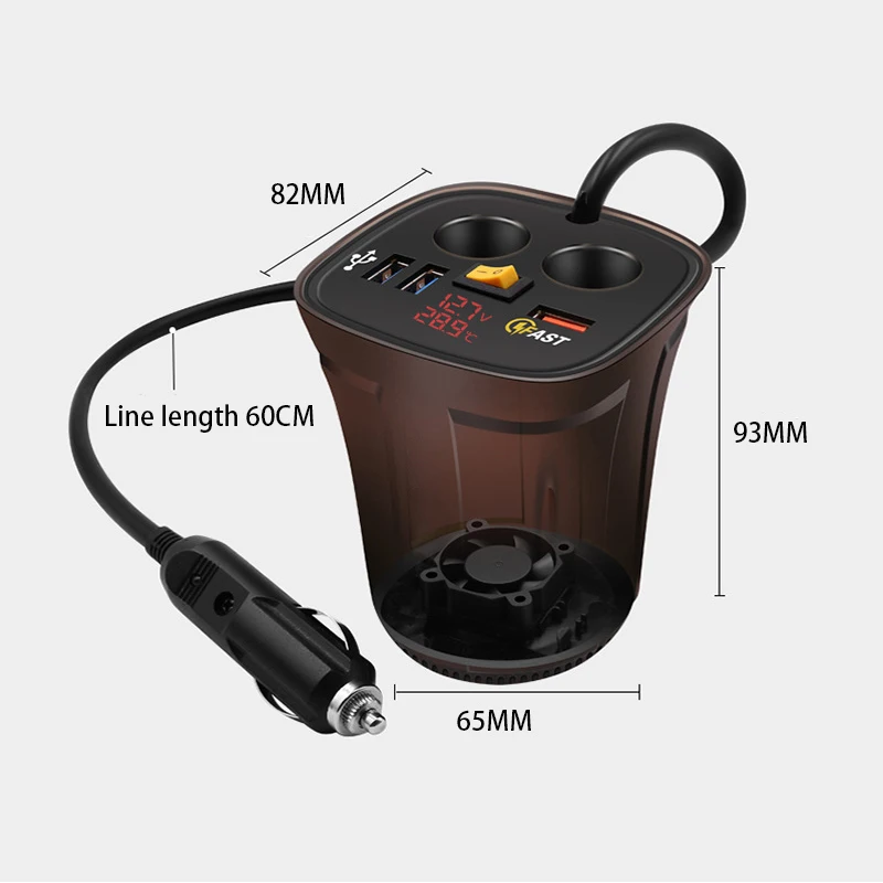 Зарядное устройство для прикуривателя 3 USB светодиодный дисплей напряжение 12 в-24