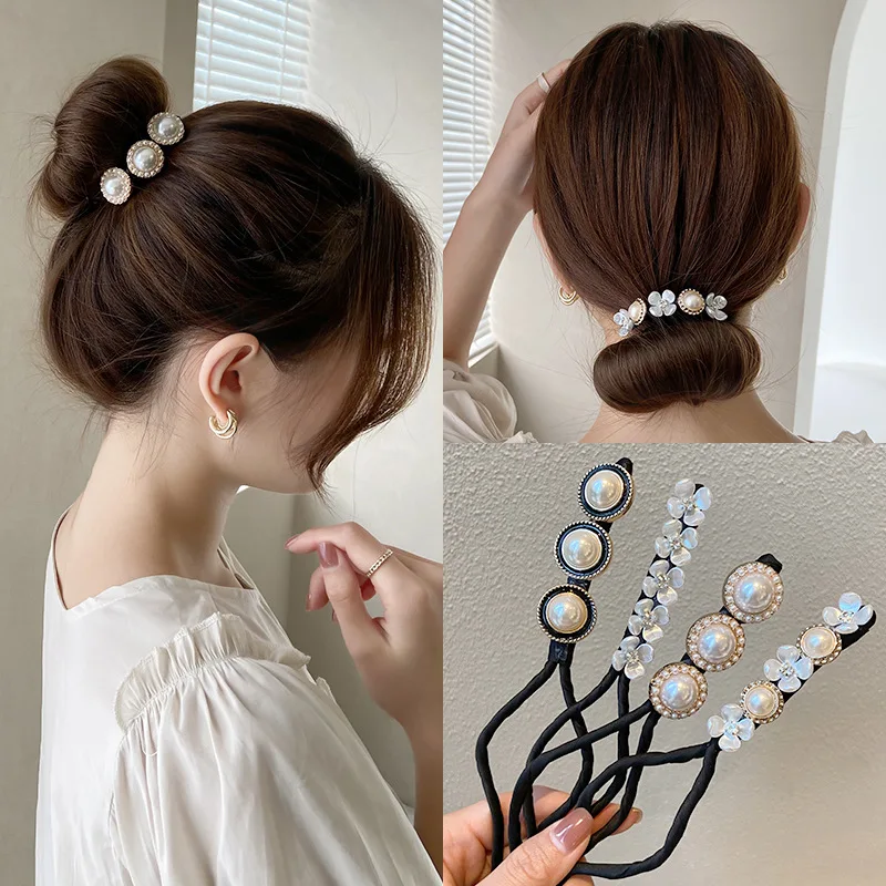 

Fashion Flower Pearl Crystal Hair accessories Magic Hair Twist Hair Styling Tools Women girl Headwear Accessories