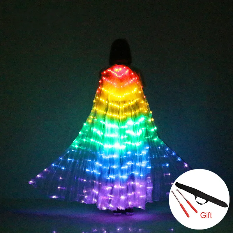 

Stage Performance Props Women Dance Accessory DJ LED Dance Wings Light Up Wing Costume LED Dance Wings Rainbow Colors With Stick