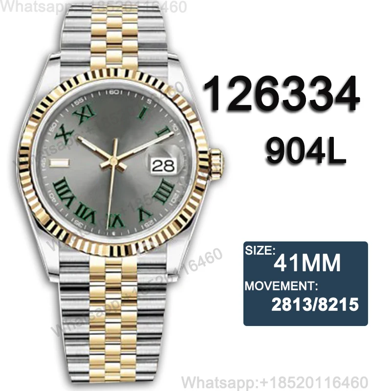 

Мужские автоматические механические часы DateJust 41 мм 126334 AAA Реплика 904L из нержавеющей стали роскошные золотые водонепроницаемые часы для муж...