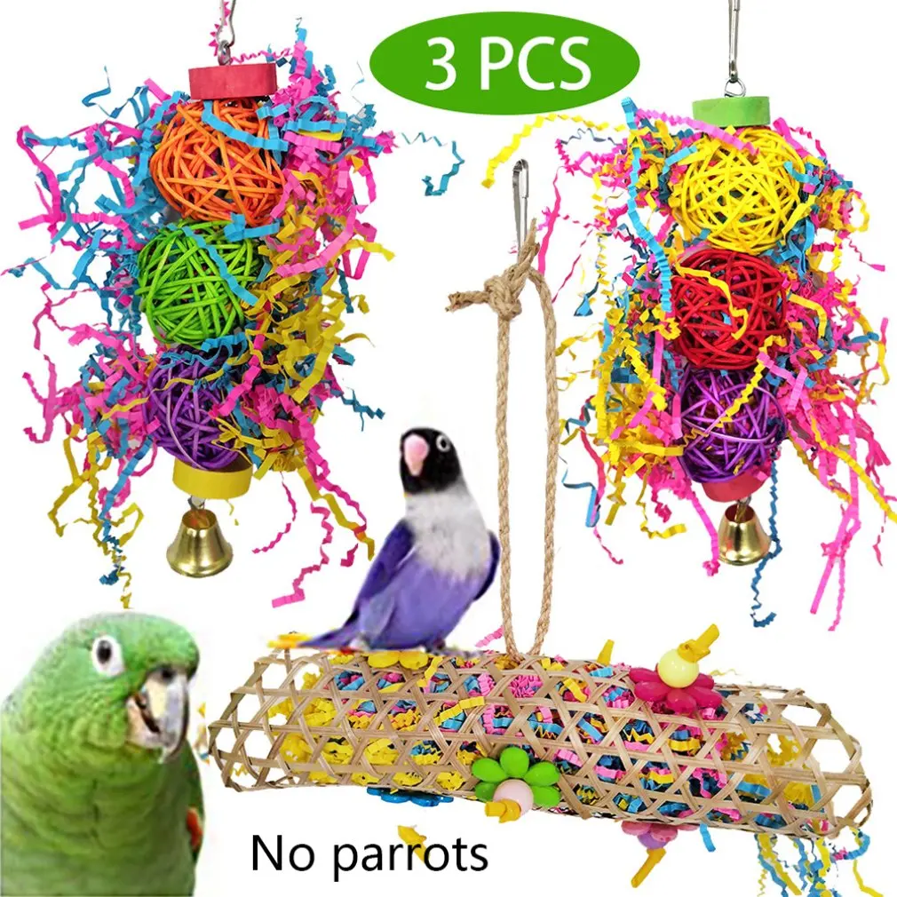 

3pcs/set Creative Combination Parrot Toy Portable Bird Pet Supplies Parrot Cute Bite Toy Fun Combination Bird Toy
