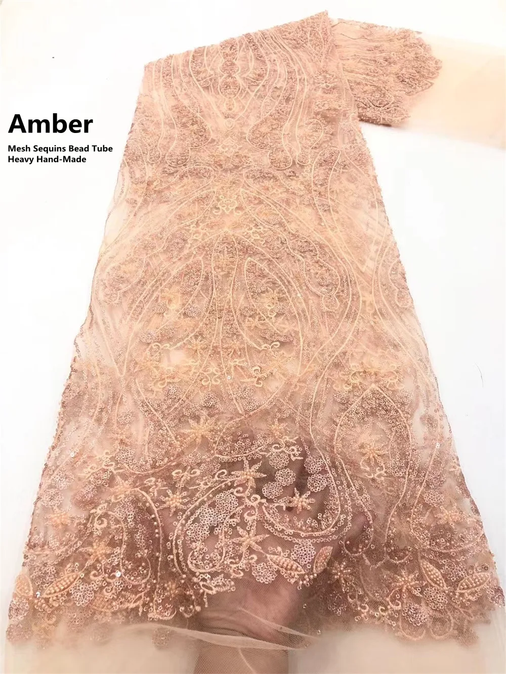 

XIYA Handmade African Beaded Fabric 2021 High Quality 3D Heavy Beaded Lace Fabric Nigeria Lace Fabric for Wedding Dress NI4674