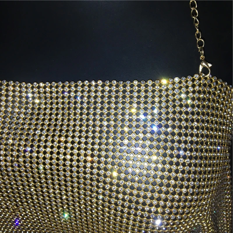 Женский сексуальный укороченный топ с открытой спиной блестящий золотой