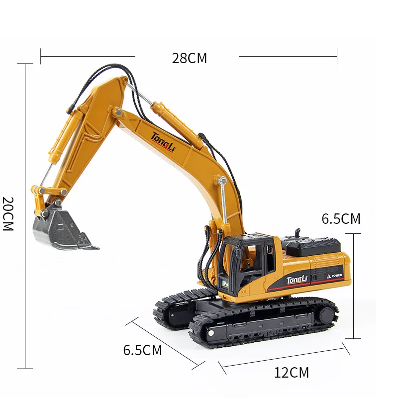 Excavator TongLi сплав металлов игрушки 1:50 Масштаб раскопки машина колесный погрузчик грузовик инженерный технический автомобиль набор мальчиков Рождественский подарок - Цвет: Excavator