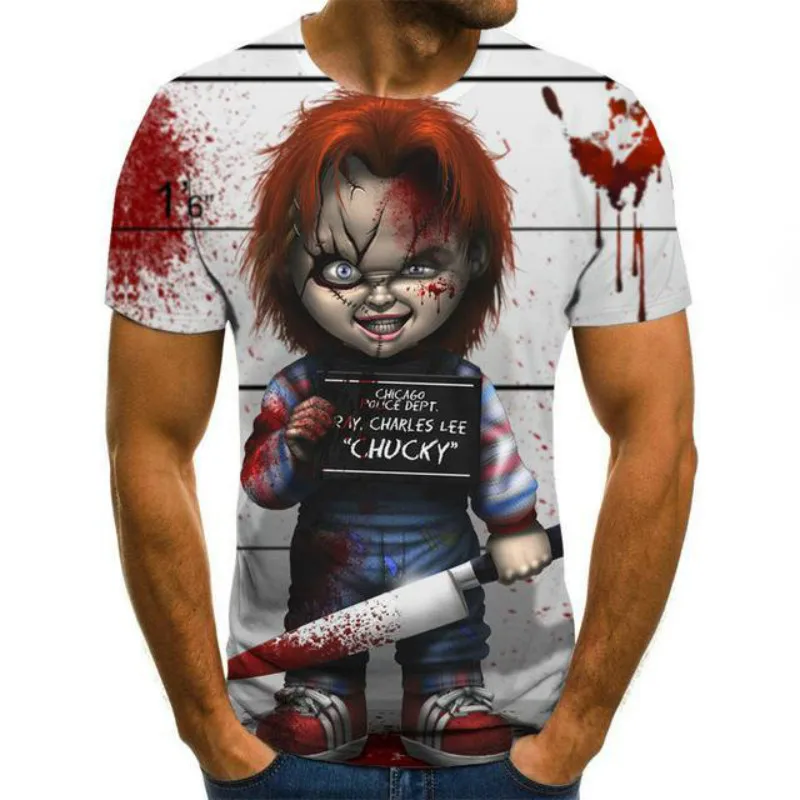 

Men's Summer Horror Funny Series 3D Printed T-shirt Fashion Casual O-neck Short Sleeve Top 2021