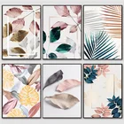 Тропические растения зеленые розовые листья, холст, живопись, Скандинавская стена, стандартные картины для декора гостиной