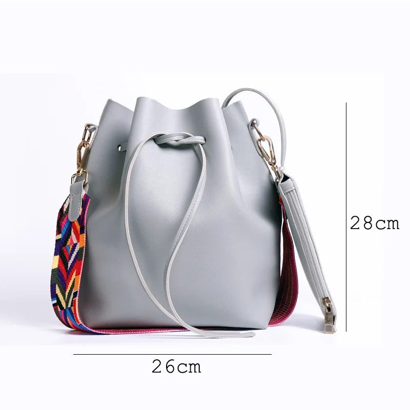 

New Fashion Retro Women's Mother-in-law Bag Wide Shoulder Ribbon Drawstring Bucket Bag Large Capacity Shoulder Bag Messenger Bag