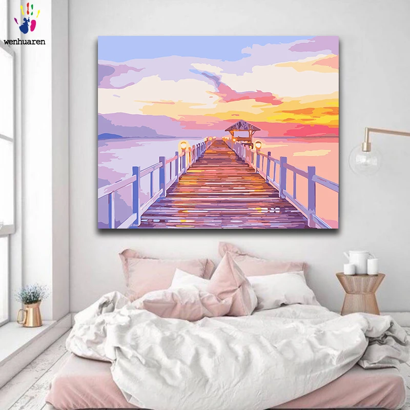 Diy краски по номерам картина живопись с комплектами цвет морской пейзаж