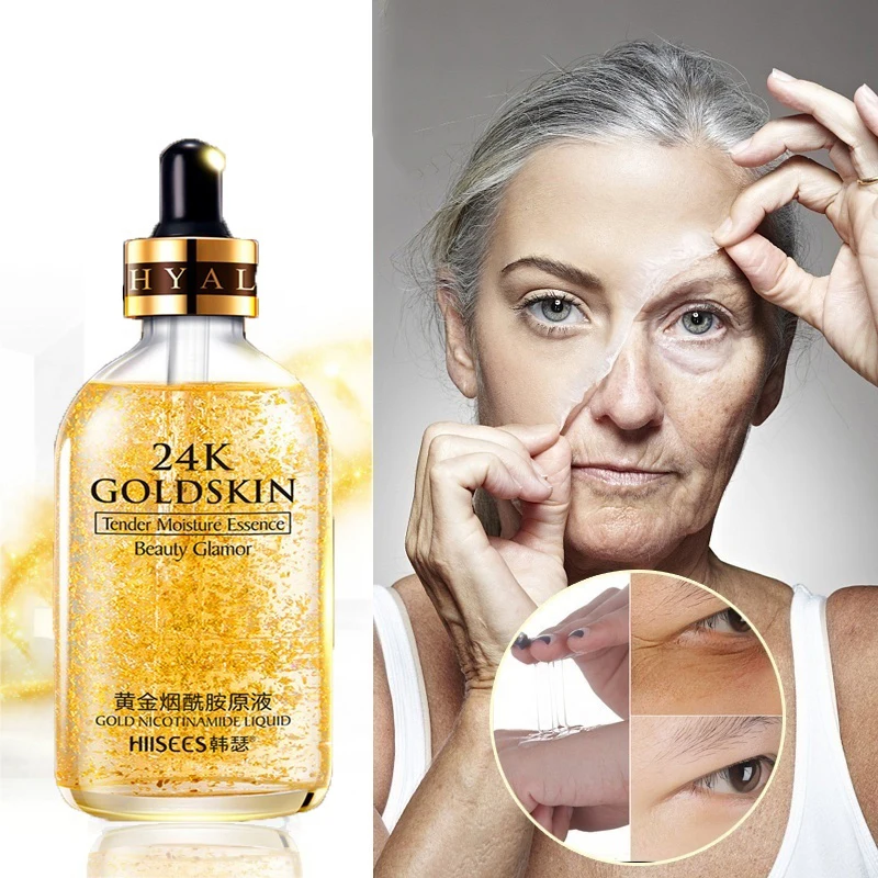 Основа под макияж 24K Золотая эссенция контроль масла Жидкость против морщин