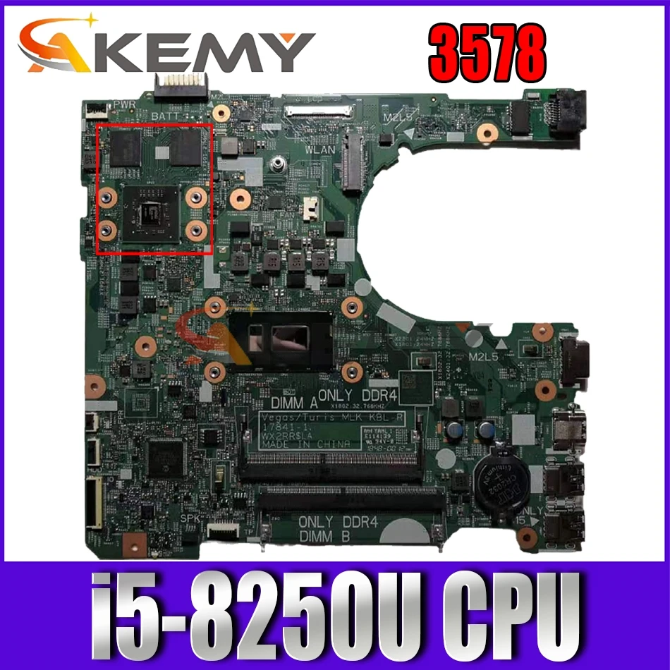 

Материнская плата для ноутбука DELL 3578, модель 17841 RMF8V RMF8V 100%-1 с процессором SR3LB i5-8250U, исправно