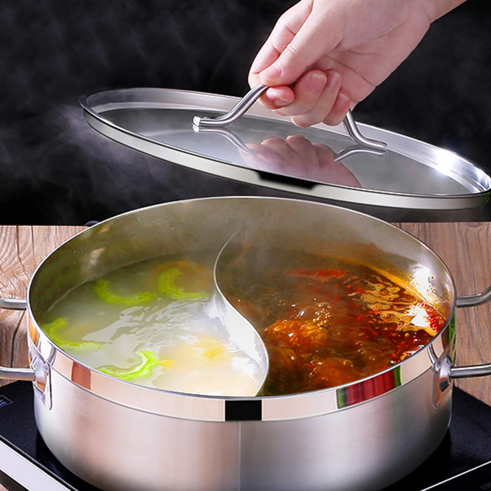 Горячий горшок с разделителем Shabu горячие горшки из пищевой нержавеющей стали