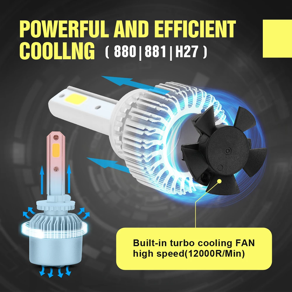 1 пара автомобисветодиодный светодиодные лампы для головных фонарей S2 880 H27 COB 36 Вт