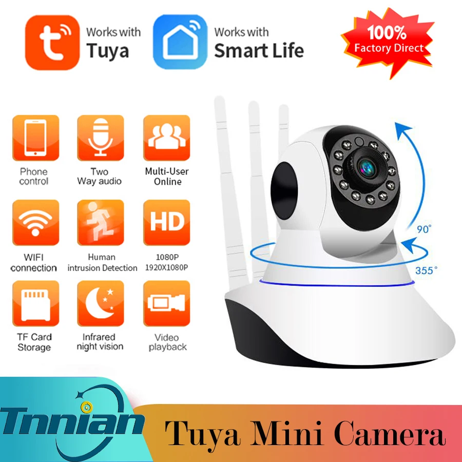 

3MP Tuya Smart Wireless IP Camera 1080P Home Security Indoor Two Way Audio PTZ CCTV WiFi Camera Baby Monitor Home Security Cam